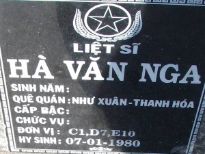 Nhắn tìm thân nhân liệt sỹ  Hà Văn Nga