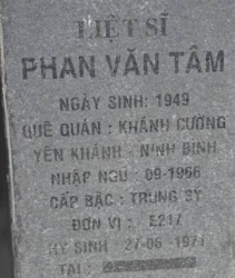 Tìm thân nhân liệt sĩ Phan Văn Tâm