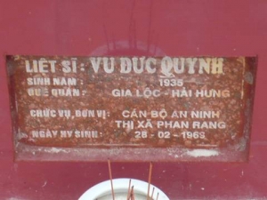 Nhắn tìm thân nhân liệt sỹ Vũ Đức Quynh