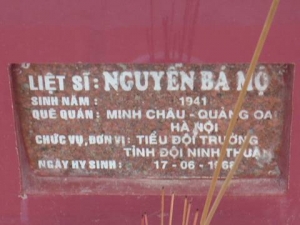 Nhắn tìm thân nhân liệt sỹ  Nguyễn Bá Mộ
