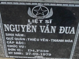Nhắn tìm thân nhân liệt sỹ  Nguyễn Văn Đua
