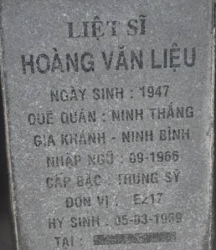 Tìm thân nhân liệt sĩ Hoàng Văn Liệu