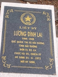 Nhắn tìm thân nhân liệt sỹ  Lương Đình Lai 