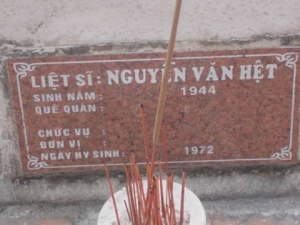 Nhắn tìm thân nhân liệt sĩ Nguyễn Văn Hệt