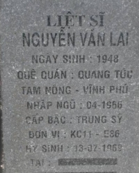 Tìm thân nhân liệt sĩ Nguyễn Văn Lai