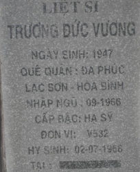 Tìm thân nhân liệt sĩ Trương Đức Vương