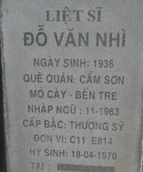Tìm thân nhân liệt sĩ Đỗ Văn Nhì