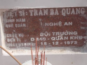 Nhắn tìm thân nhân liệt sỹ  Trần Bá Quang