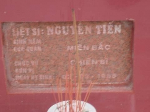 Nhắn tìm thân nhân liệt sỹ Nguyễn Tiến