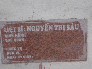 Nhắn tìm thân nhân liệt sĩ Nguyễn Thị Sáu