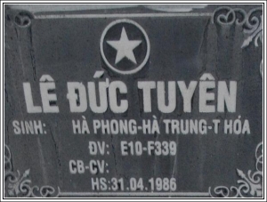 Nhắn tim thân nhân liệt sỹ Lê Đức Tuyên