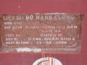 Nhắn tìm thân nhân liệt sỹ Đỗ Mạnh Cường