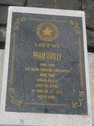 Nhắn tìm thân nhân liệt sỹ Phạm Văn Ly