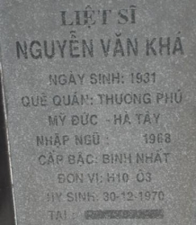 Tìm thân nhân liệt sĩ Nguyễn Văn Khá