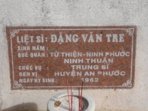 Nhắn tìm thân nhân liệt sỹ Đặng Văn Tre