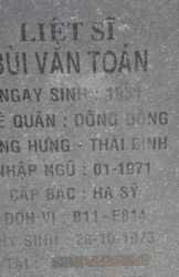 Tìm thân nhân liệt sĩ Bùi Văn Toán