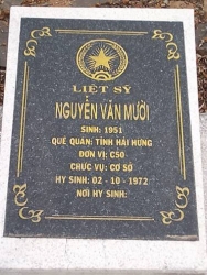 Nhắn tìm thân nhân liệt sỹ  Nguyễn Văn  Mười 