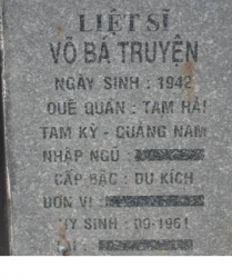 Tìm thân nhân liệt sĩ Võ Bá Truyện