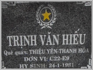 Nhắn tìm thân nhân liệt sỹ  Trịnh Văn Hiếu