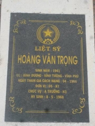 Nhắn tìm thân nhân liệt sỹ  Hoàng Văn Trọng