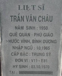 Tìm thân nhân liệt sĩ Trần Văn Châu