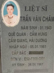 Tìm thân nhân liệt sĩ Trần Văn Chăm