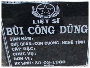 Nhắn tìm thân nhân liệt sỹ  Bùi Công Dũng