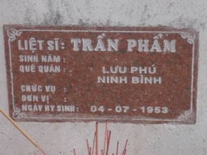 Nhắn tìm thân nhân liệt sỹ Trần Phẩm