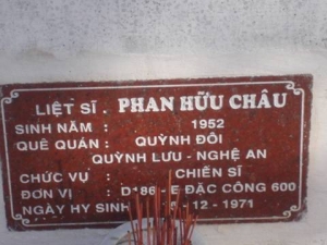 Nhắn tìm thân nhân liệt sỹ  Phan Hữu Châu