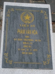 Nhắn tìm thân nhân liệt sỹ  Phạm Văn Hòa