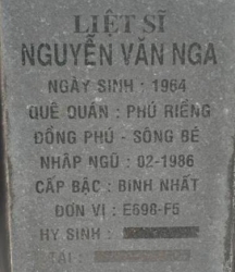 Tìm thân nhân liệt sĩ Nguyễn Văn Nga