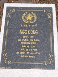 Nhắn tìm thân nhân liệt sỹ Ngô Công 