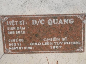 Nhắn tìm thân nhân liệt sĩ Quang