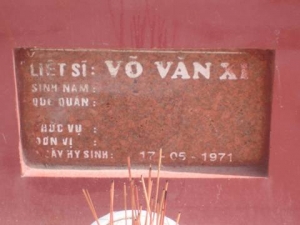 Nhắn tìm thân nhân liệt sĩ Võ Văn Xi