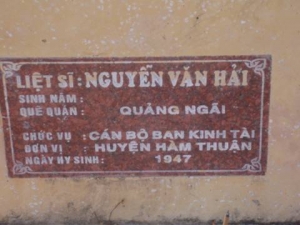 Nhắn tìm thân nhân liệt sỹ  Nguyễn Văn Hải