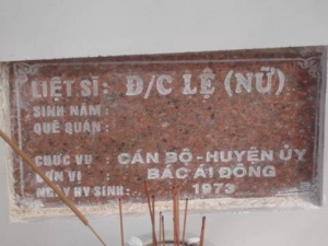 Nhắn tìm thân nhân liệt sĩ Lệ