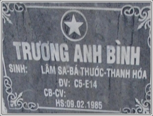 Nhắn tìm thân nhân liệt sỹ  Trương Thanh Bình