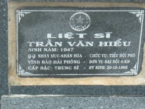 Tìm thân nhân liệt sĩ  Trần Văn Hiểu