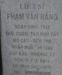Tìm thân nhân liệt sĩ Phạm Văn Răng