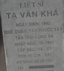 Tìm thân nhân liệt sĩ Tạ Văn Khá