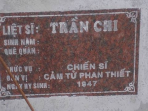 Nhắn tìm thân nhân liệt sĩ Trần Chi