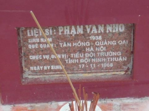 Nhắn tìm thân nhân liệt sỹ  Phạm Văn Nho