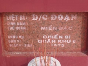 Nhắn tìm thân nhân liệt sỹ Đoạn