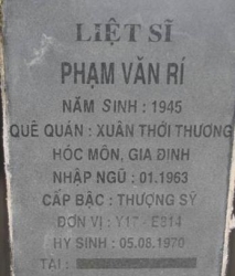 Tìm thân nhân liệt sĩ Phạm Văn Rí