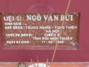 Nhắn tìm thân nhân liệt sỹ Ngô Văn Bùi