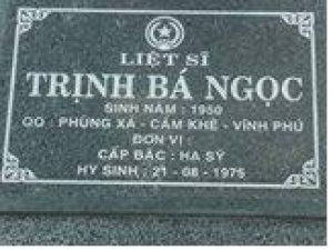 Tìm thân nhân liệt sĩ Trịnh Bá Ngọc