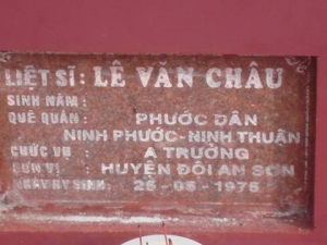 Nhắn tìm thân nhân liệt sỹ Lê Văn Châu