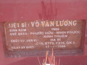 Nhắn tìm thân nhân liệt sỹ  Võ Văn Lương