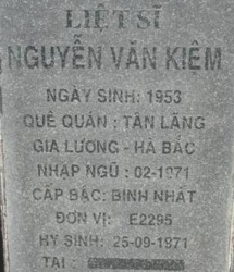 Tìm thân nhân liệt sĩ Nguyễn Văn Kiệm