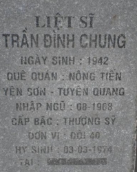 Tìm thân nhân liệt sĩ Trần Đình Chung